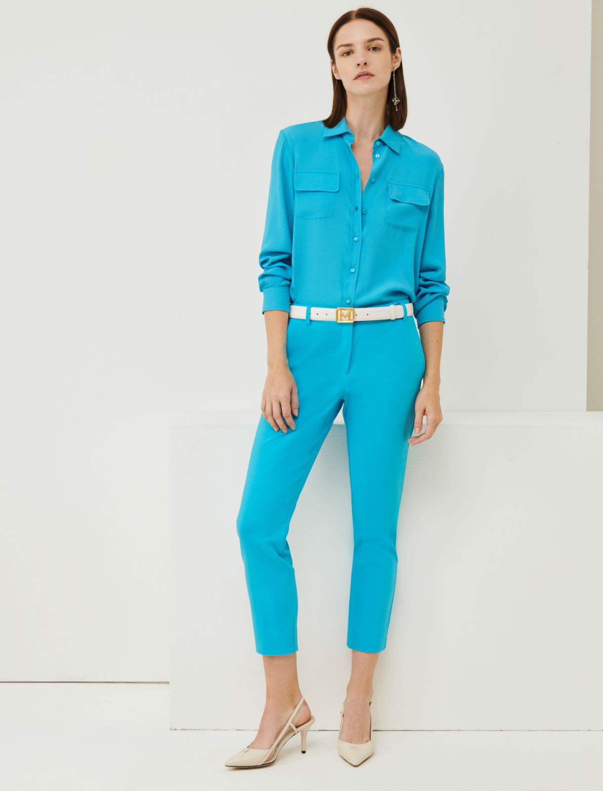 Slim trousers - Turquoise - Marina Rinaldi