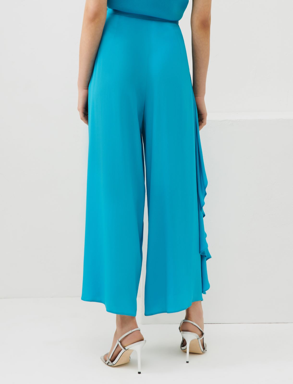 Ruffle trousers - Turquoise - Marina Rinaldi - 2