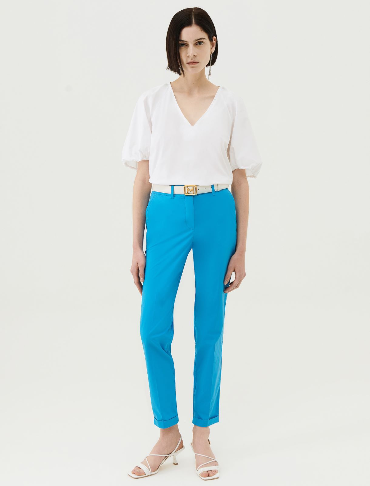 Poplin trousers - Turquoise - Marina Rinaldi