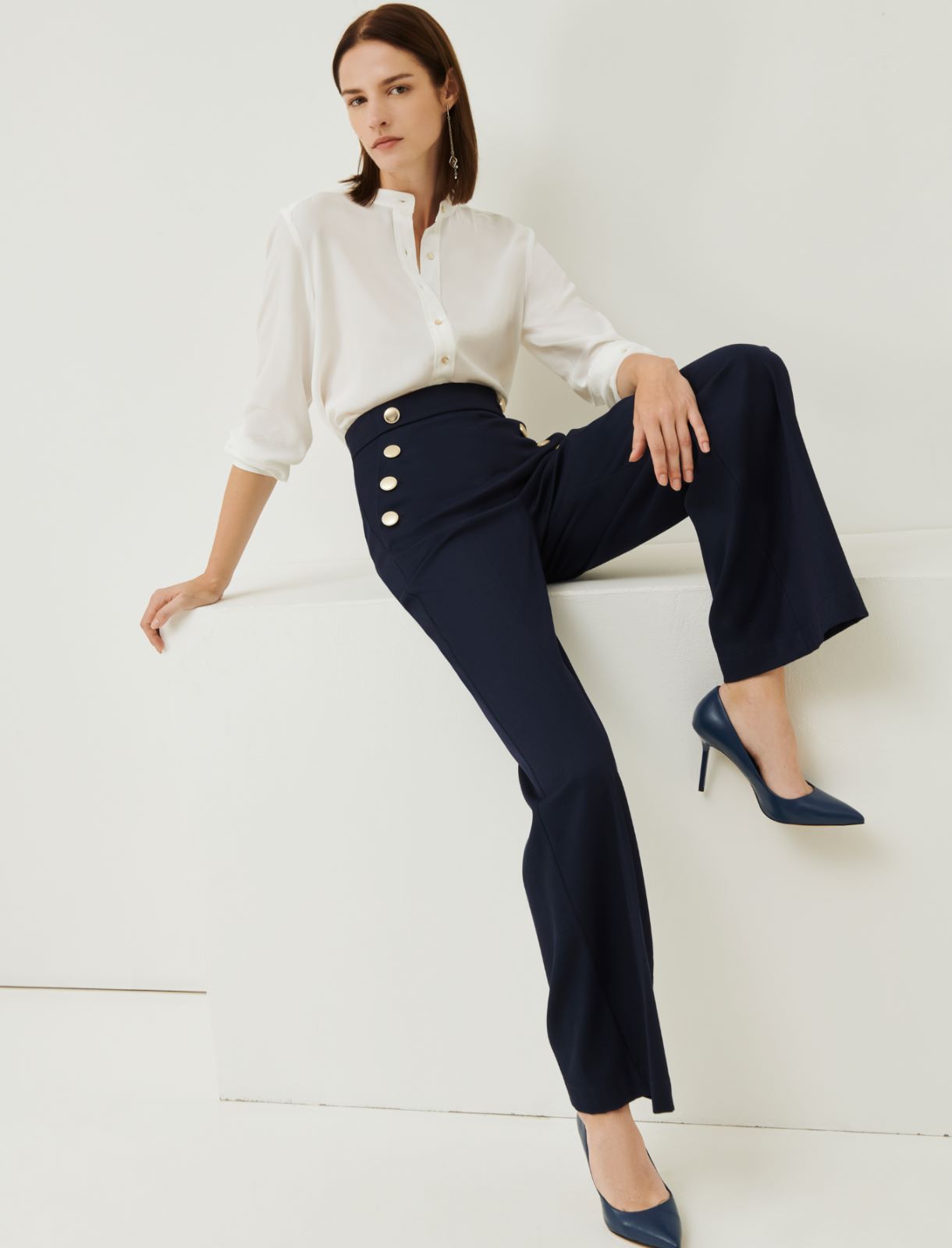 Wide leg trousers - Navy - Marina Rinaldi - 3