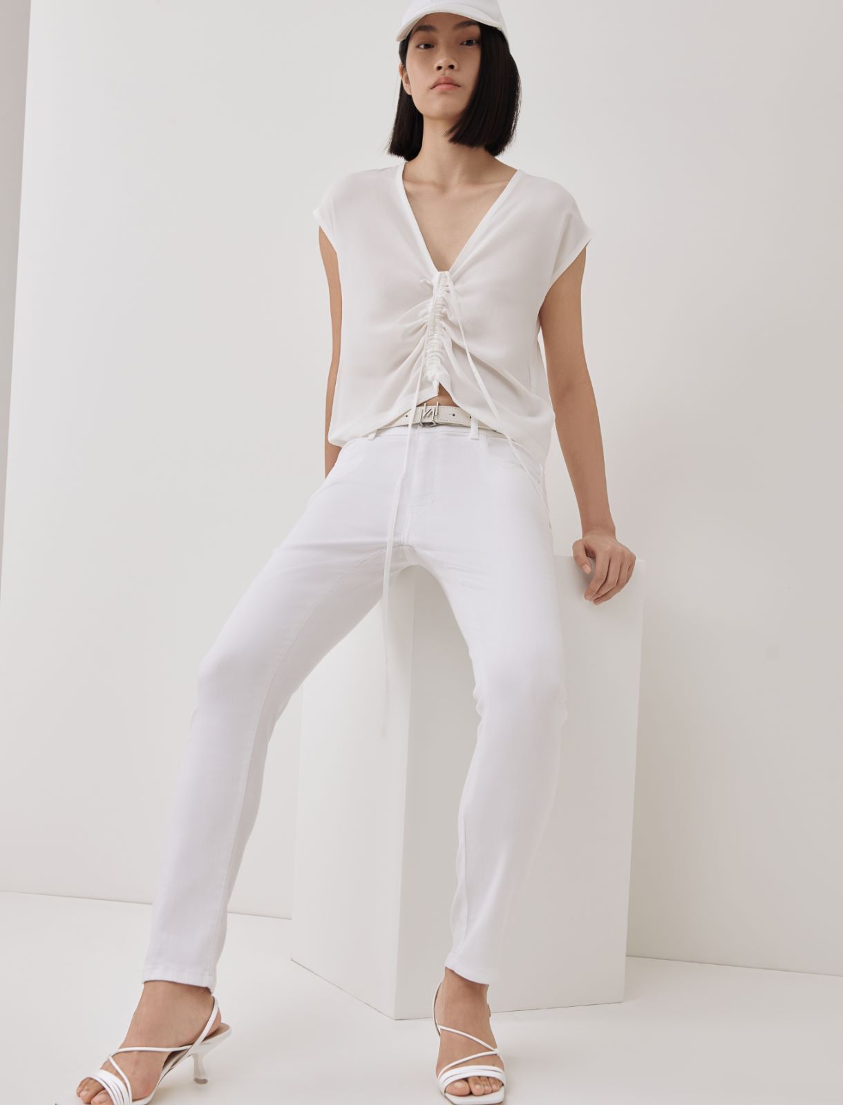 5-pocket trousers - White - Marella - 3
