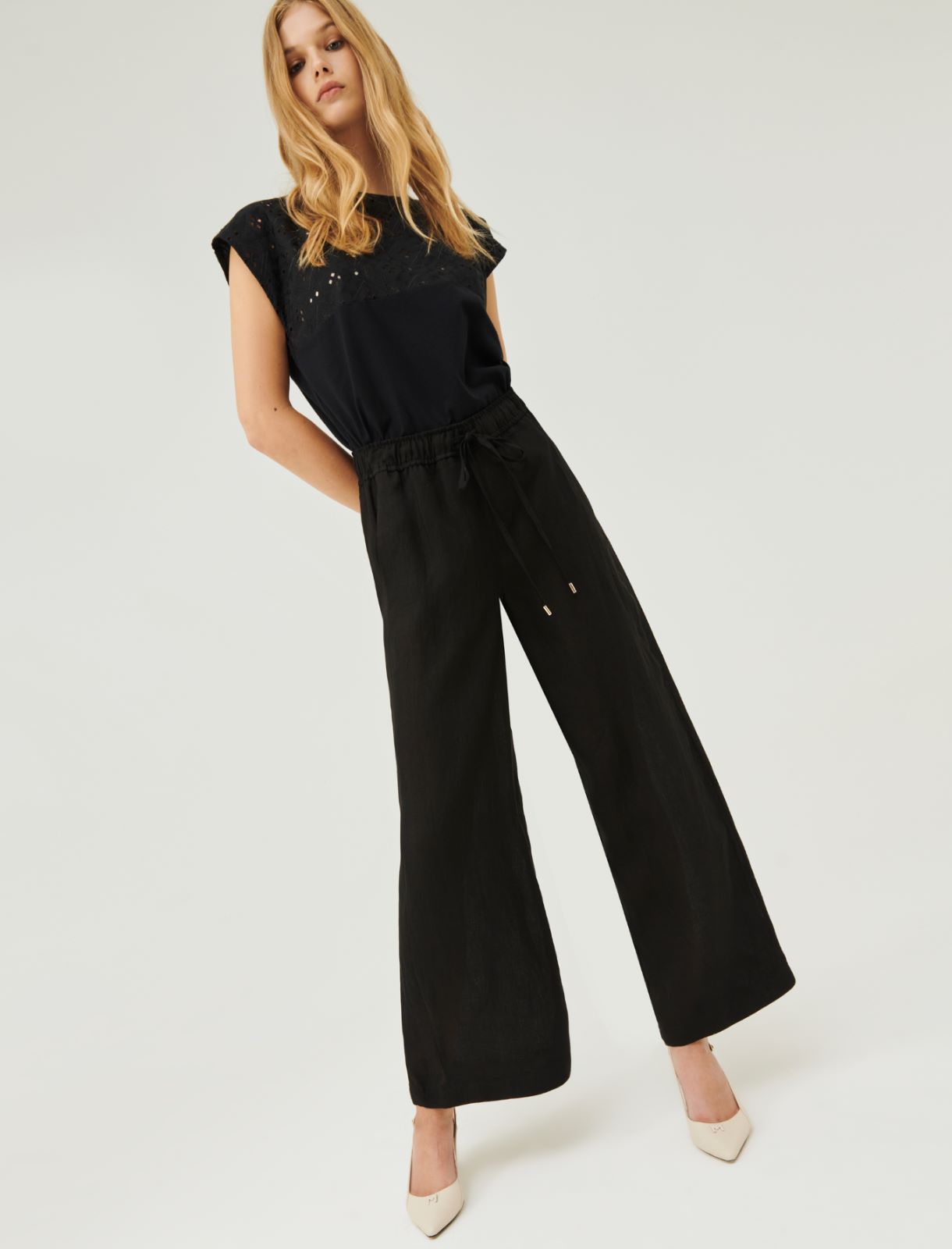 Linen trousers - Black - Marella - 3