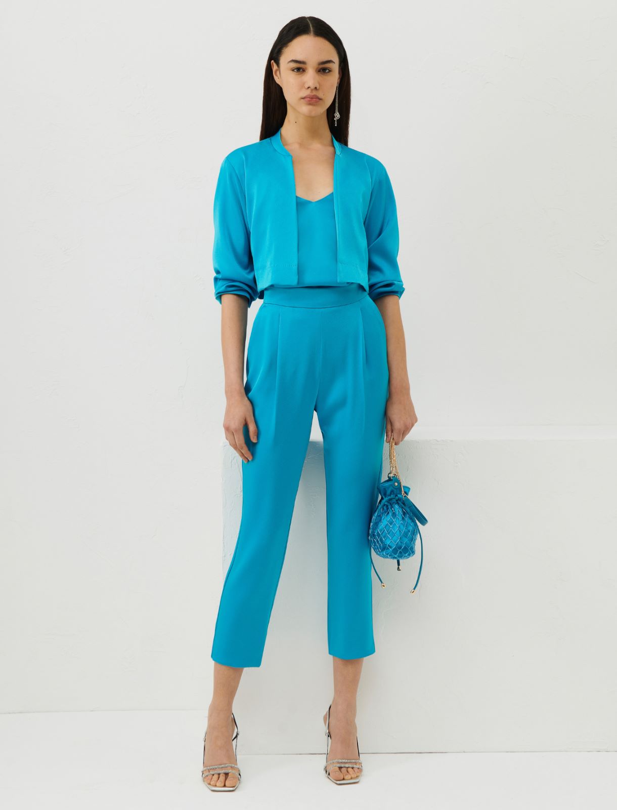 Satin trousers - Turquoise - Marella