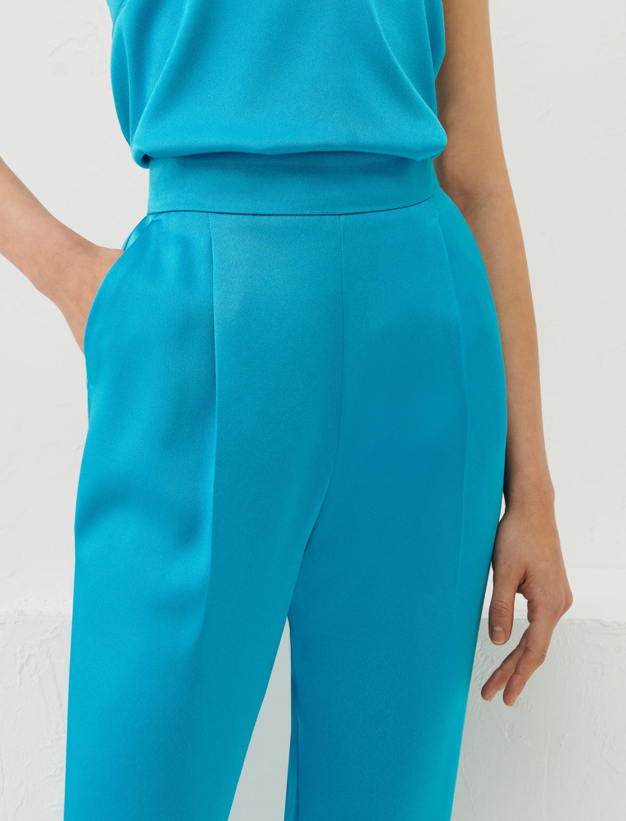Satin trousers - Turquoise - Marella - 4