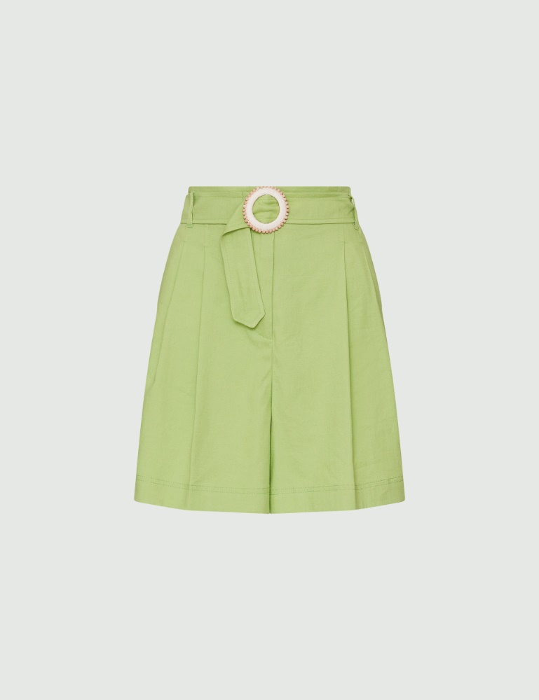 Shorts with belt - Green - Marella - 2