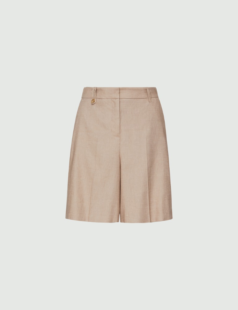 Linen-blend Bermuda shorts - Sand - Marella - 2