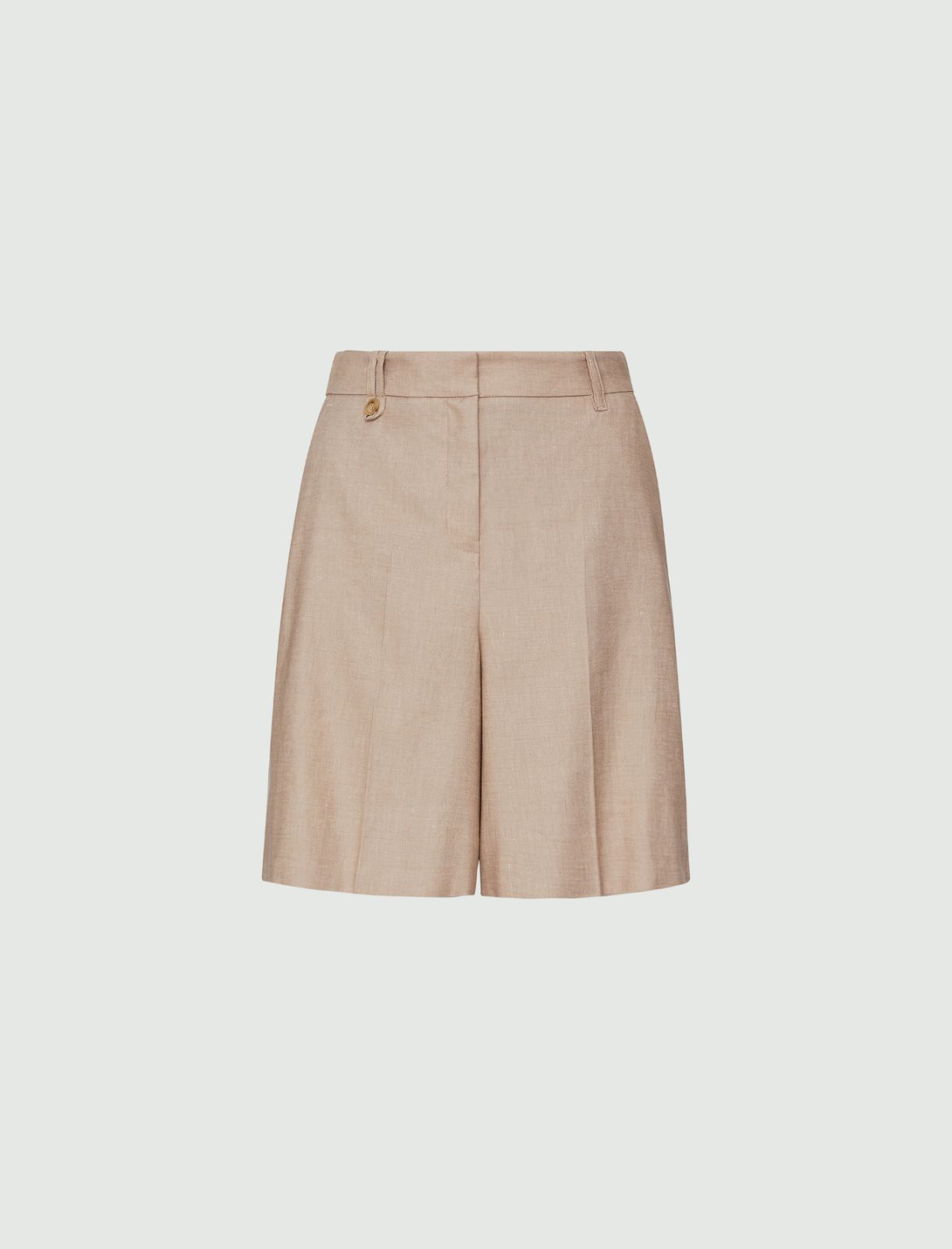 Linen-blend Bermuda shorts - Sand - Marina Rinaldi