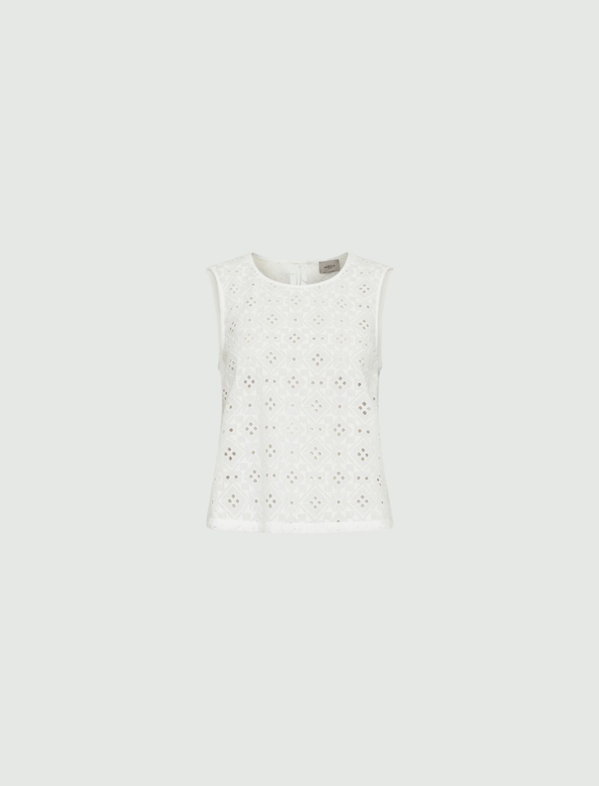 Broderie anglaise top - White - Marella - 5