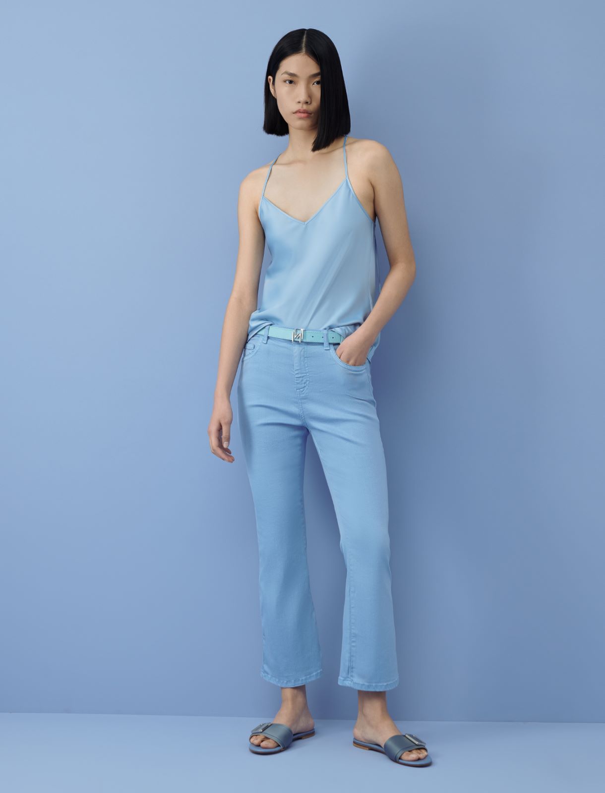 Lingerie-look top - Light blue - Marina Rinaldi