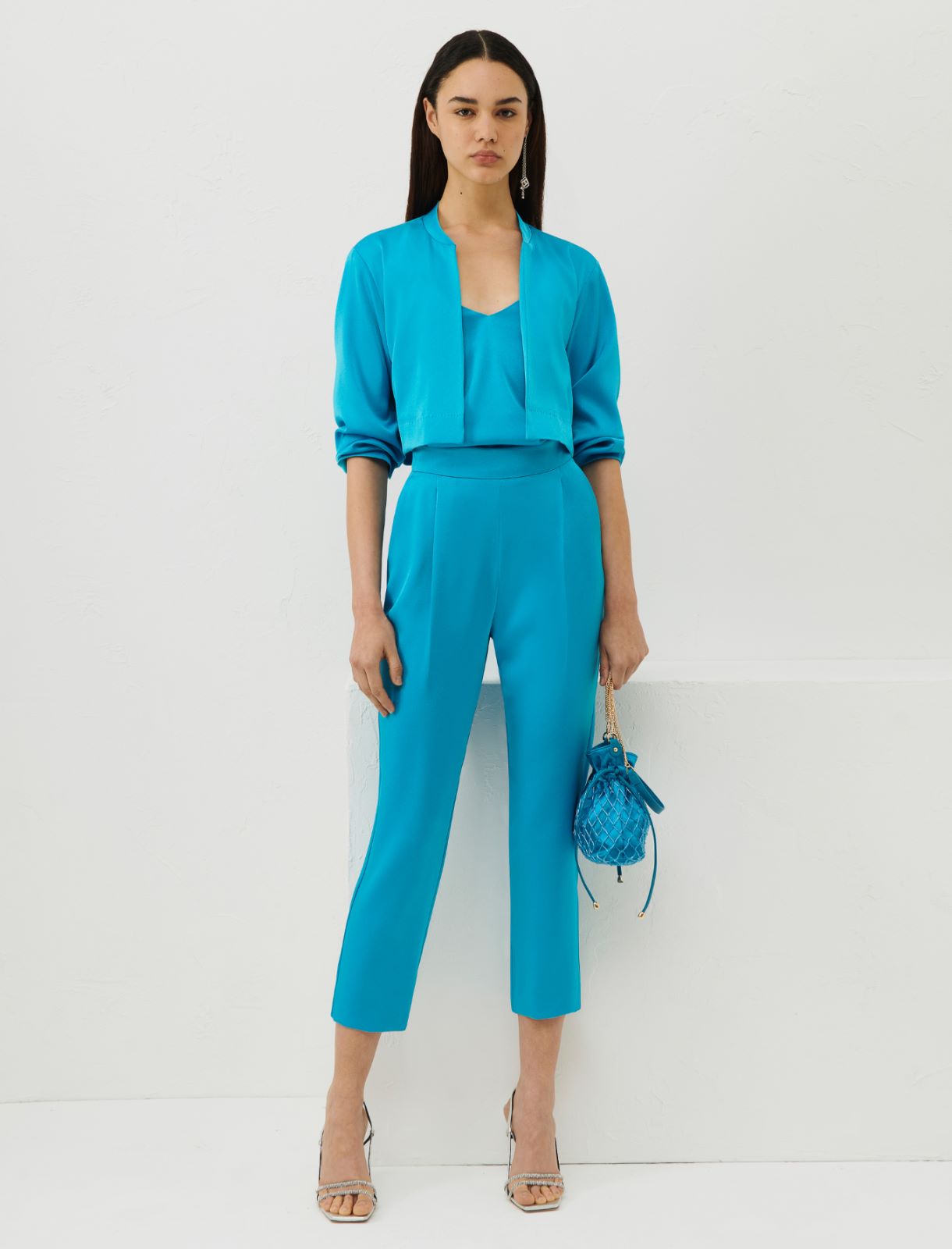 Lingerie-look top - Turquoise - Marina Rinaldi