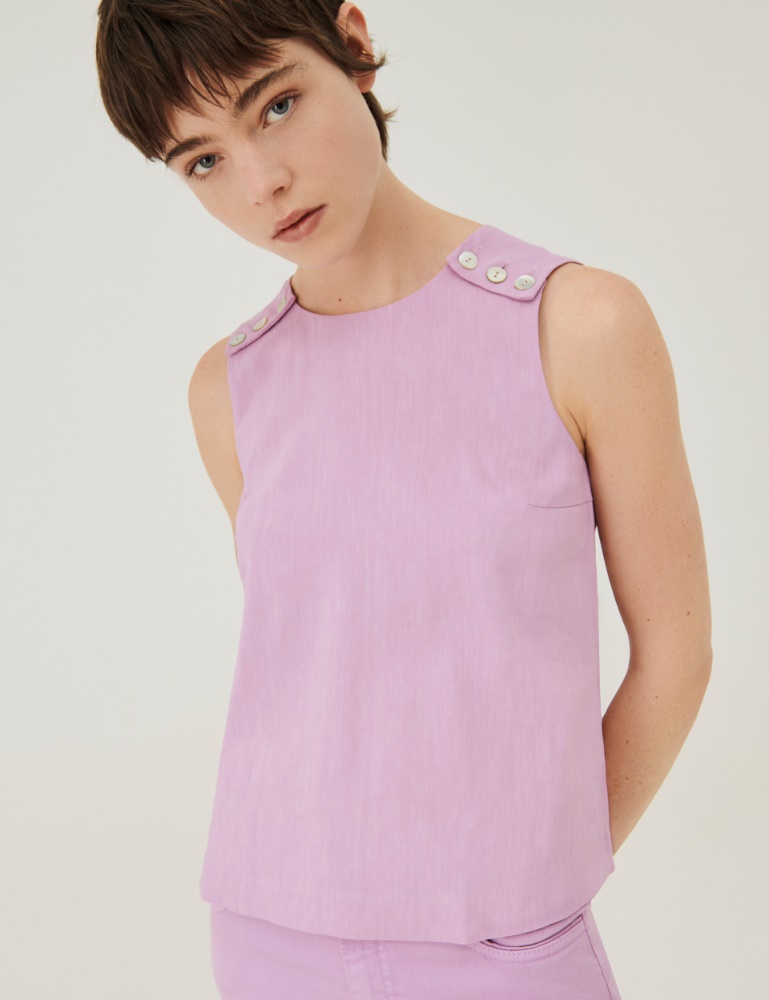 Linen-blend top - Lilac - Marina Rinaldi