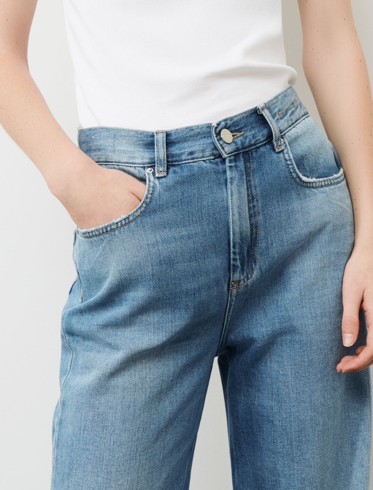 Jeans mit weitem Bein - Jeansblau - Marella - 4
