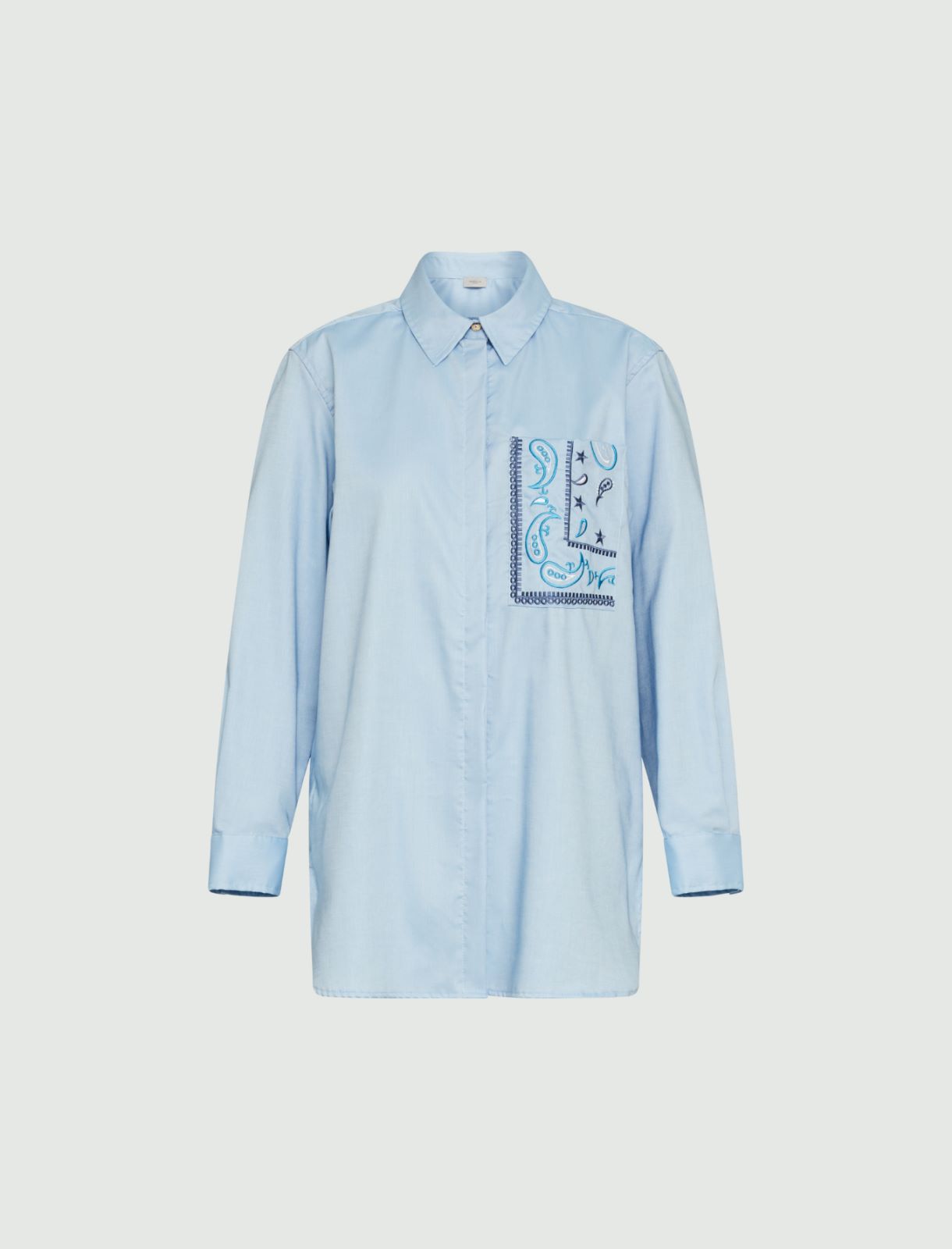 Embroidered shirt - Light blue - Marina Rinaldi - 5