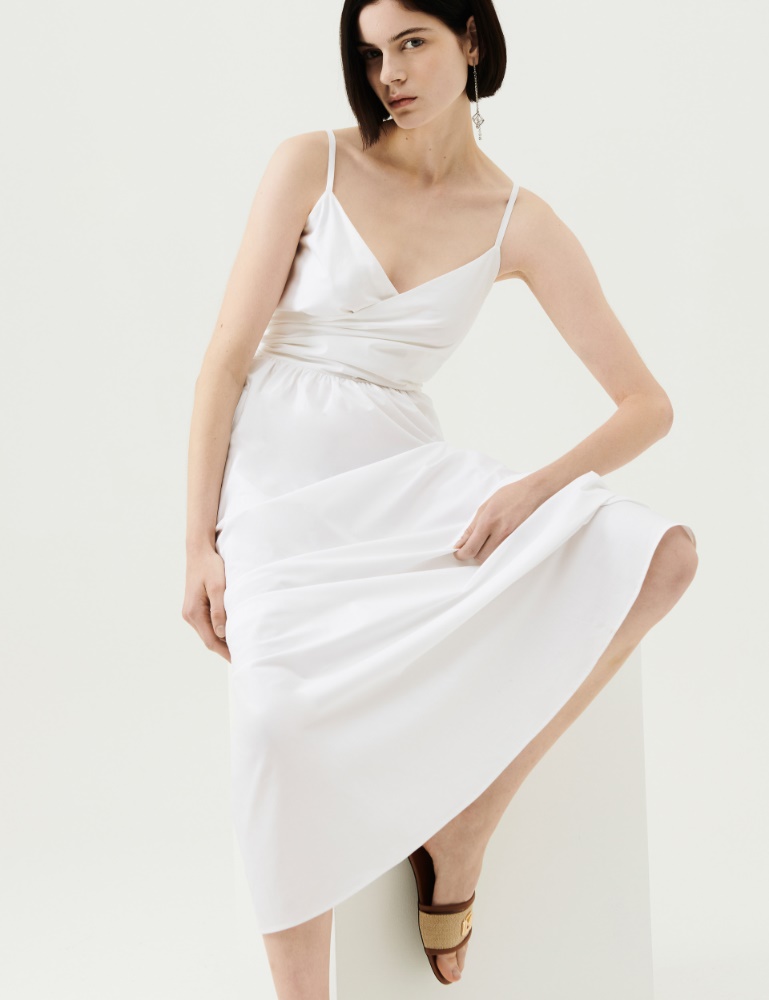 Sukienka z popeliny - Optyczny biały - Marella