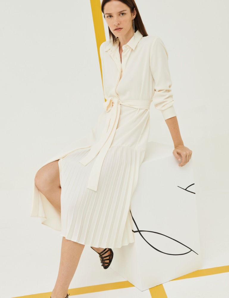 Shirt dress - Wool white - Marina Rinaldi