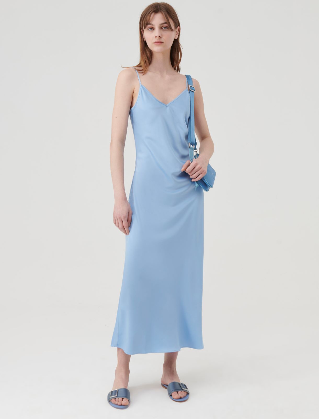 Satin sleep dress - Light blue - Marina Rinaldi