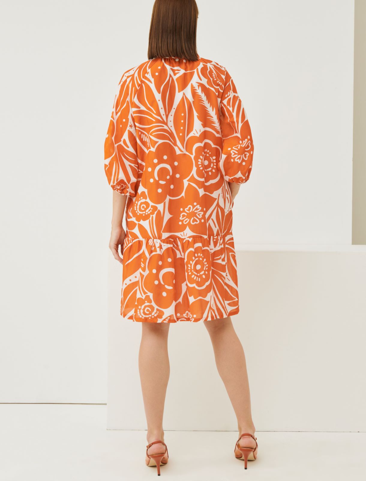 Flounce dress - Orange - Marina Rinaldi - 2