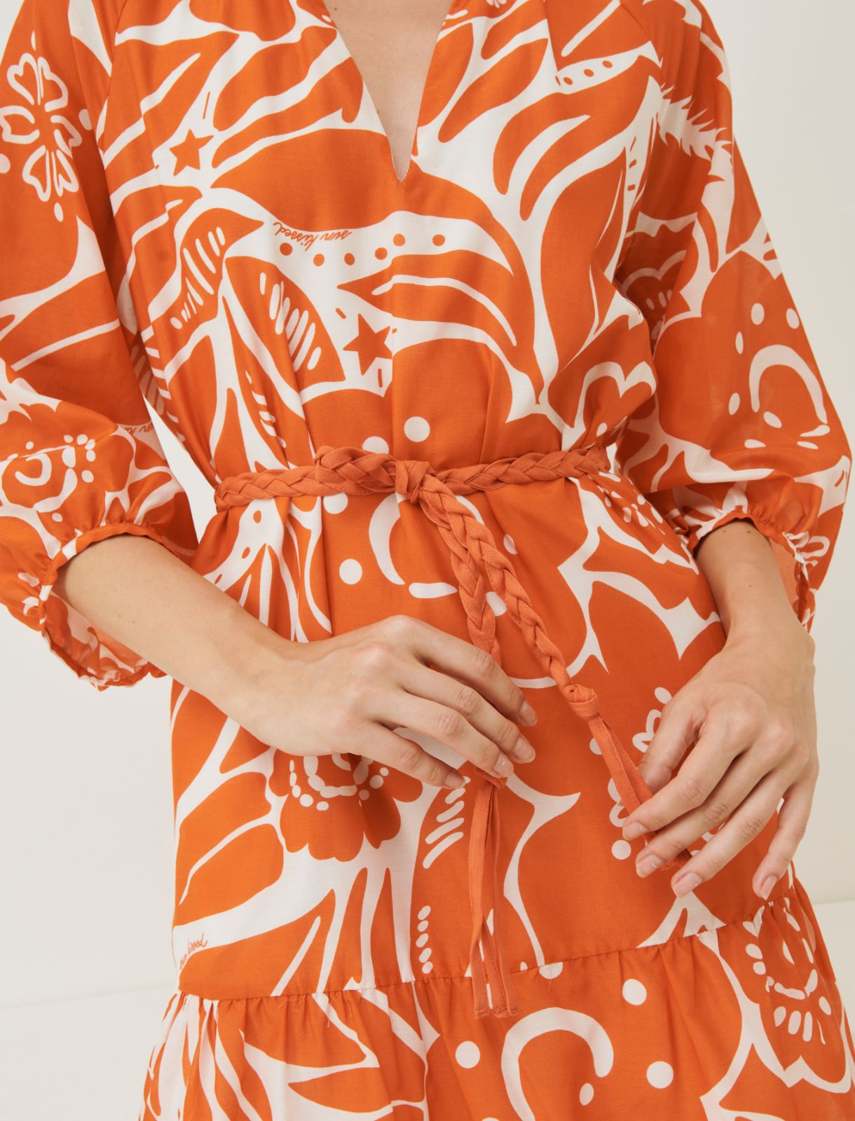 Flounce dress - Orange - Marina Rinaldi - 4