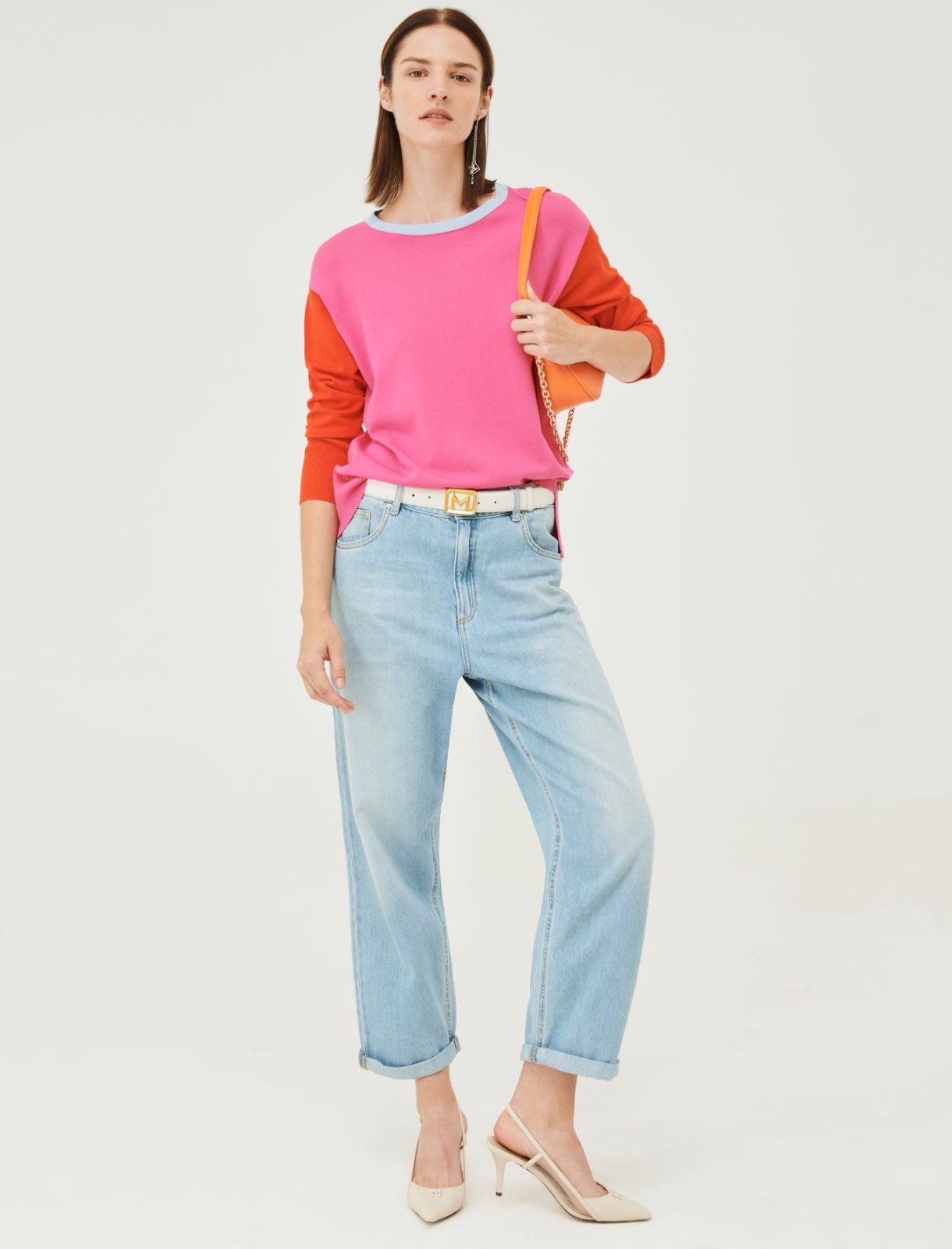 Stockinette-stitched sweater - Shocking pink - Marina Rinaldi