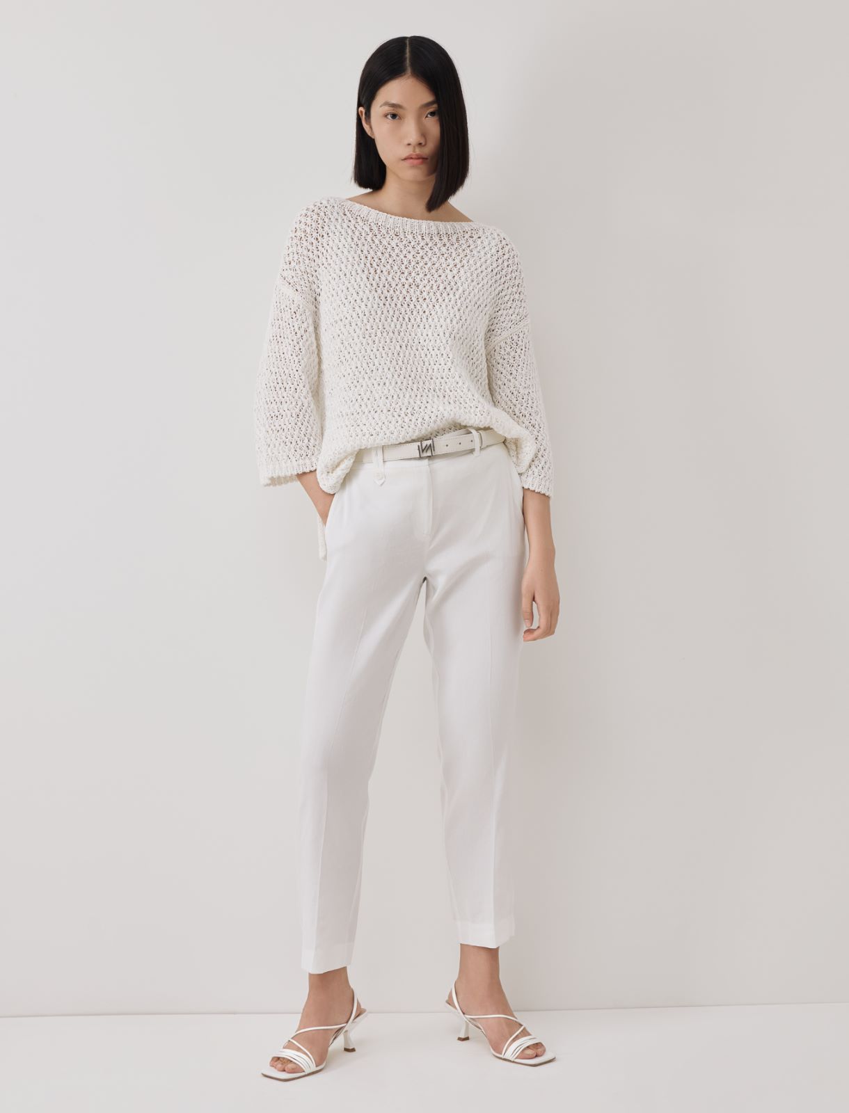 Ribbon sweater - White - Marina Rinaldi