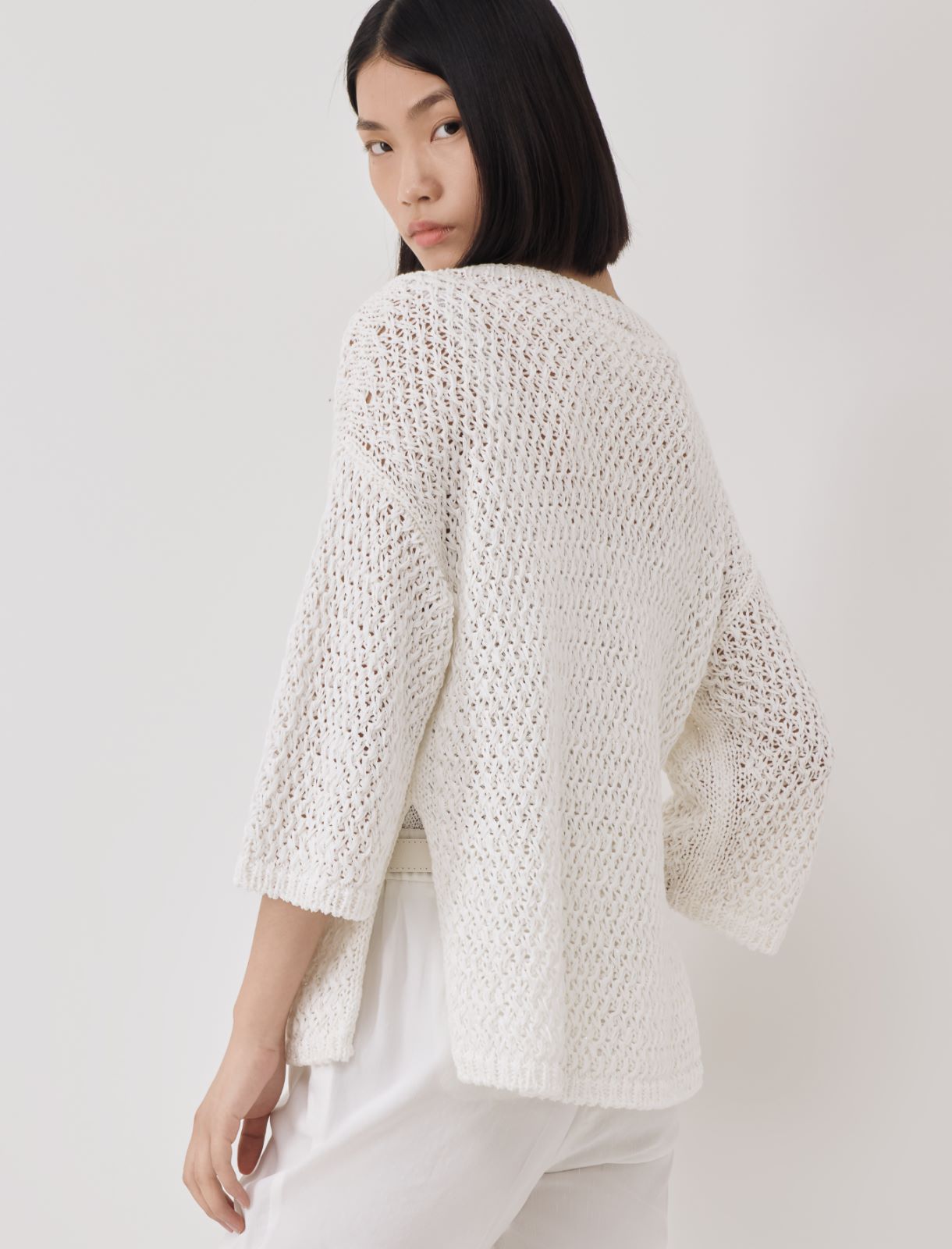Ribbon sweater - White - Marina Rinaldi - 2