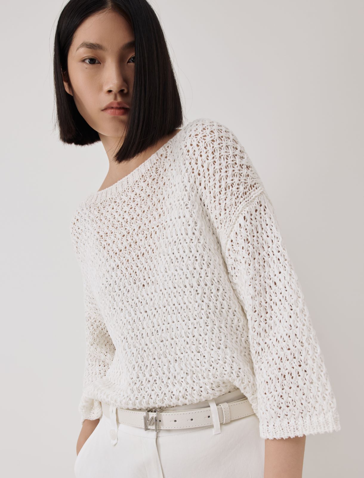 Ribbon sweater - White - Marina Rinaldi - 3
