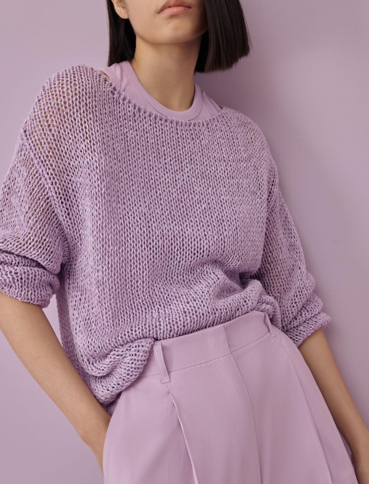 Ribbon sweater - Lilac - Marella - 4
