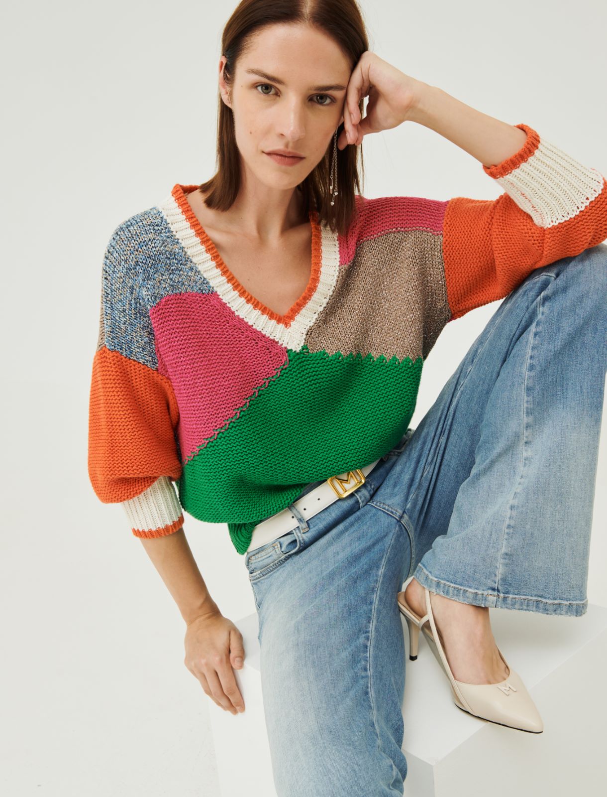 Inlay sweater - Green - Marella - 3