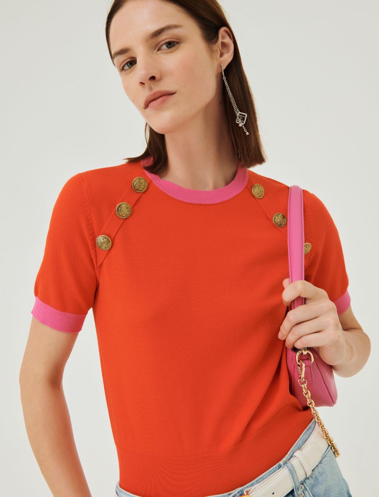 Short-sleeved sweater - Orange - Marina Rinaldi - 3