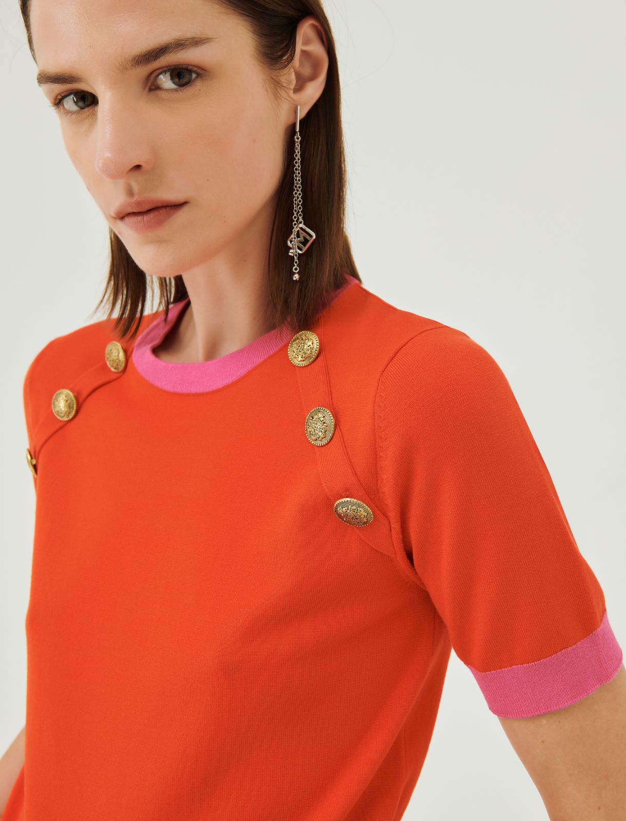 Short-sleeved sweater - Orange - Marina Rinaldi - 4