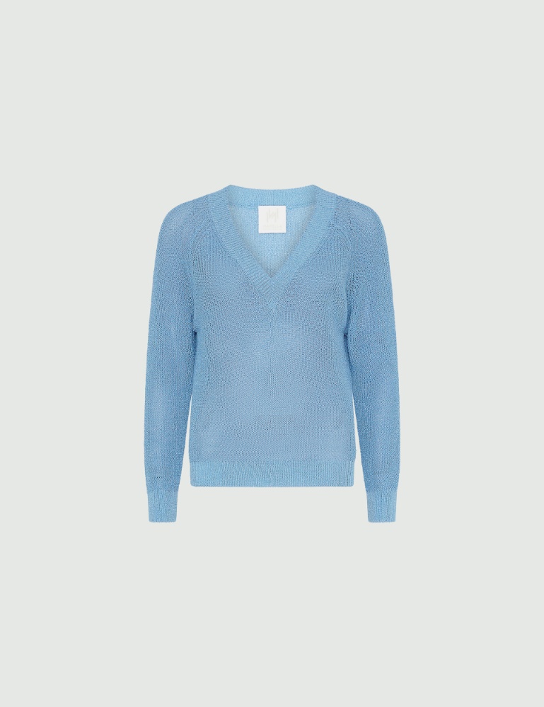 Pullover mit V-Ausschnitt - Azurblau - Marella - 2