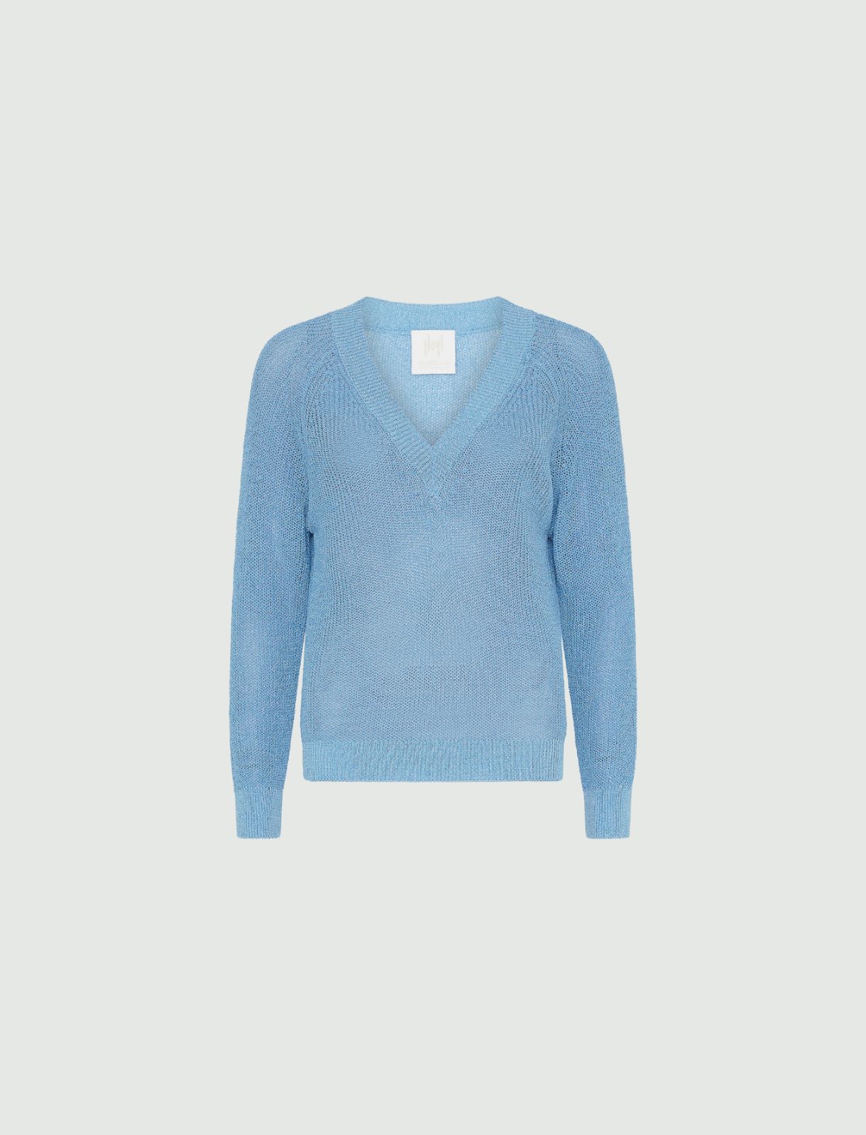 Pullover mit V-Ausschnitt - Azurblau - Marella - 5