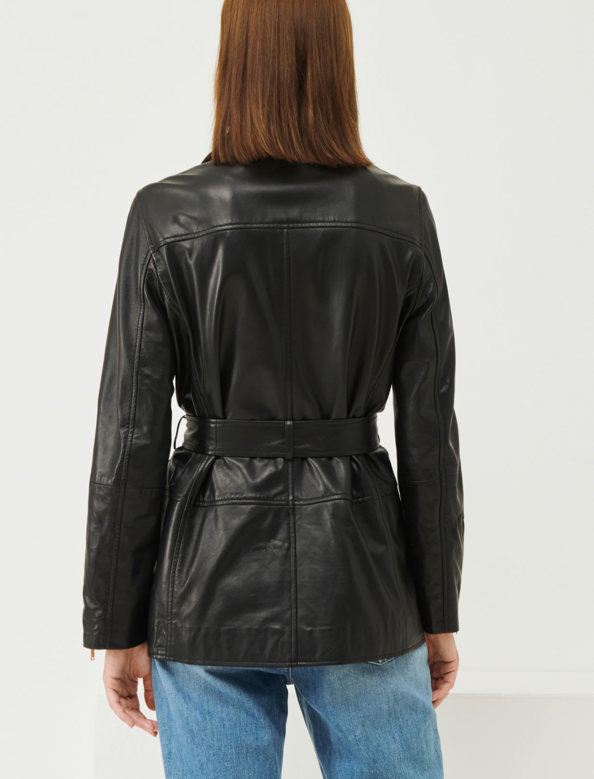 Leather biker-style jacket - Black - Marella - 3