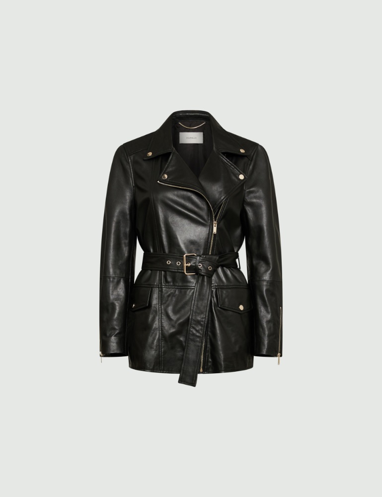 Leather biker-style jacket - Black - Marina Rinaldi - 2