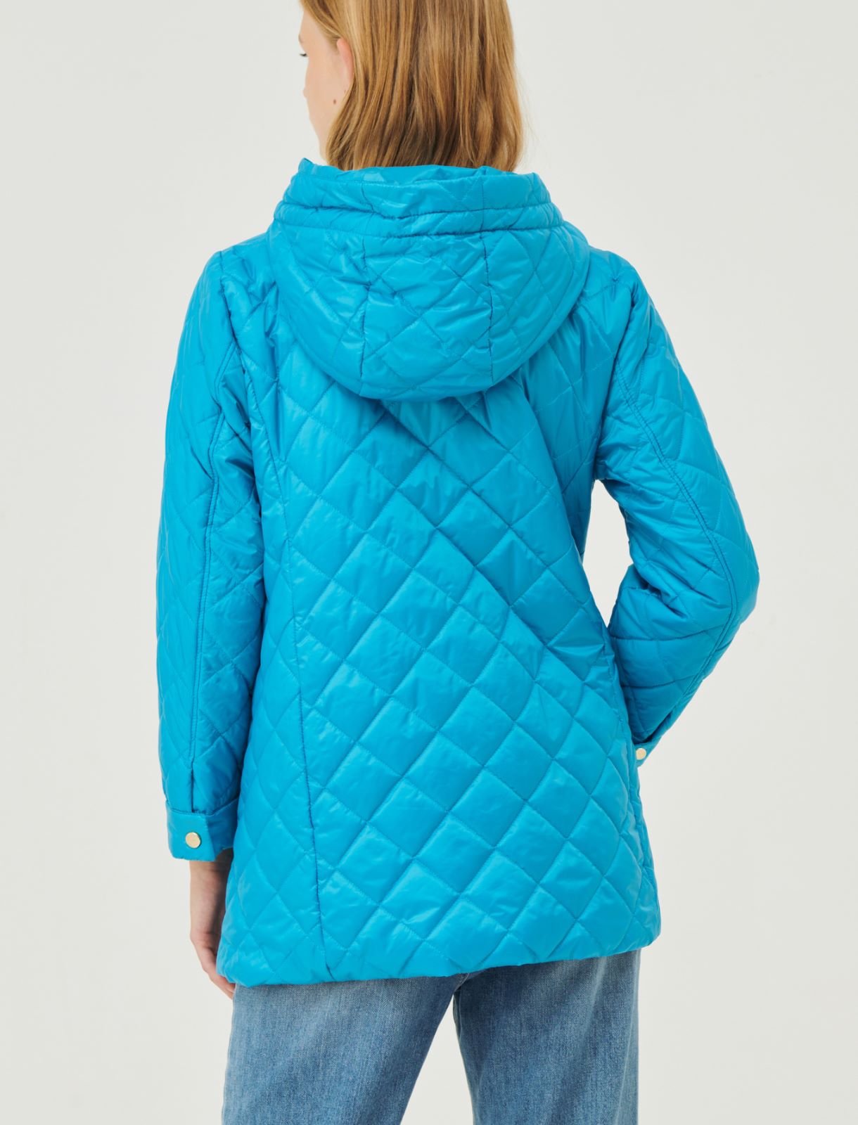 Hooded padded jacket - Turquoise - Marina Rinaldi - 2