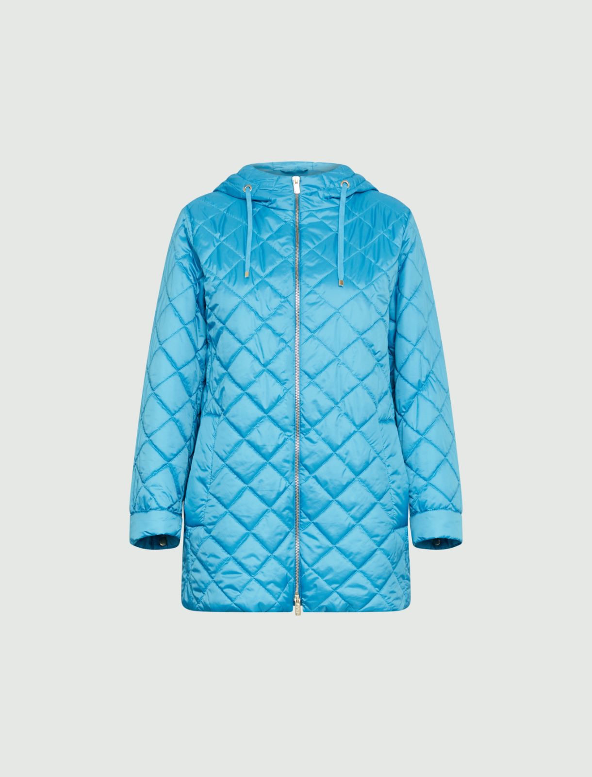 Hooded padded jacket - Turquoise - Marina Rinaldi