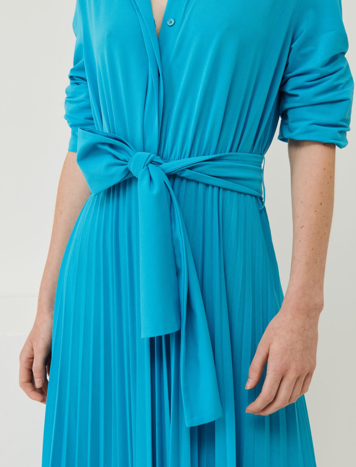 Pleated dress - Turquoise - Marina Rinaldi - 4