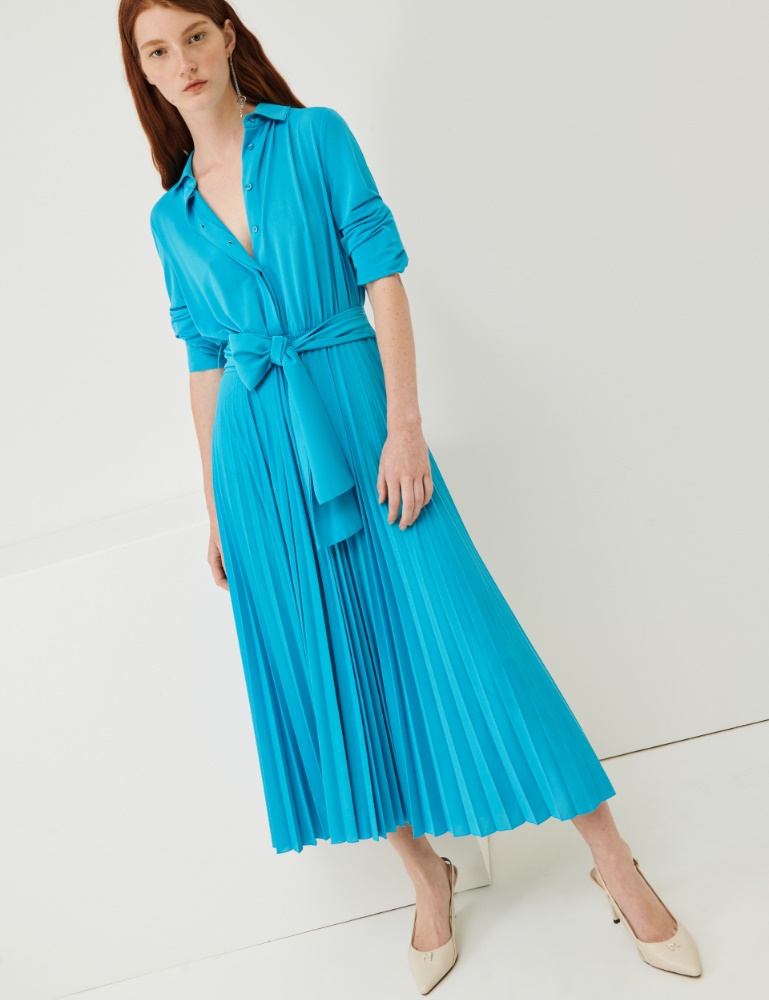 Pleated dress - Turquoise - Marina Rinaldi