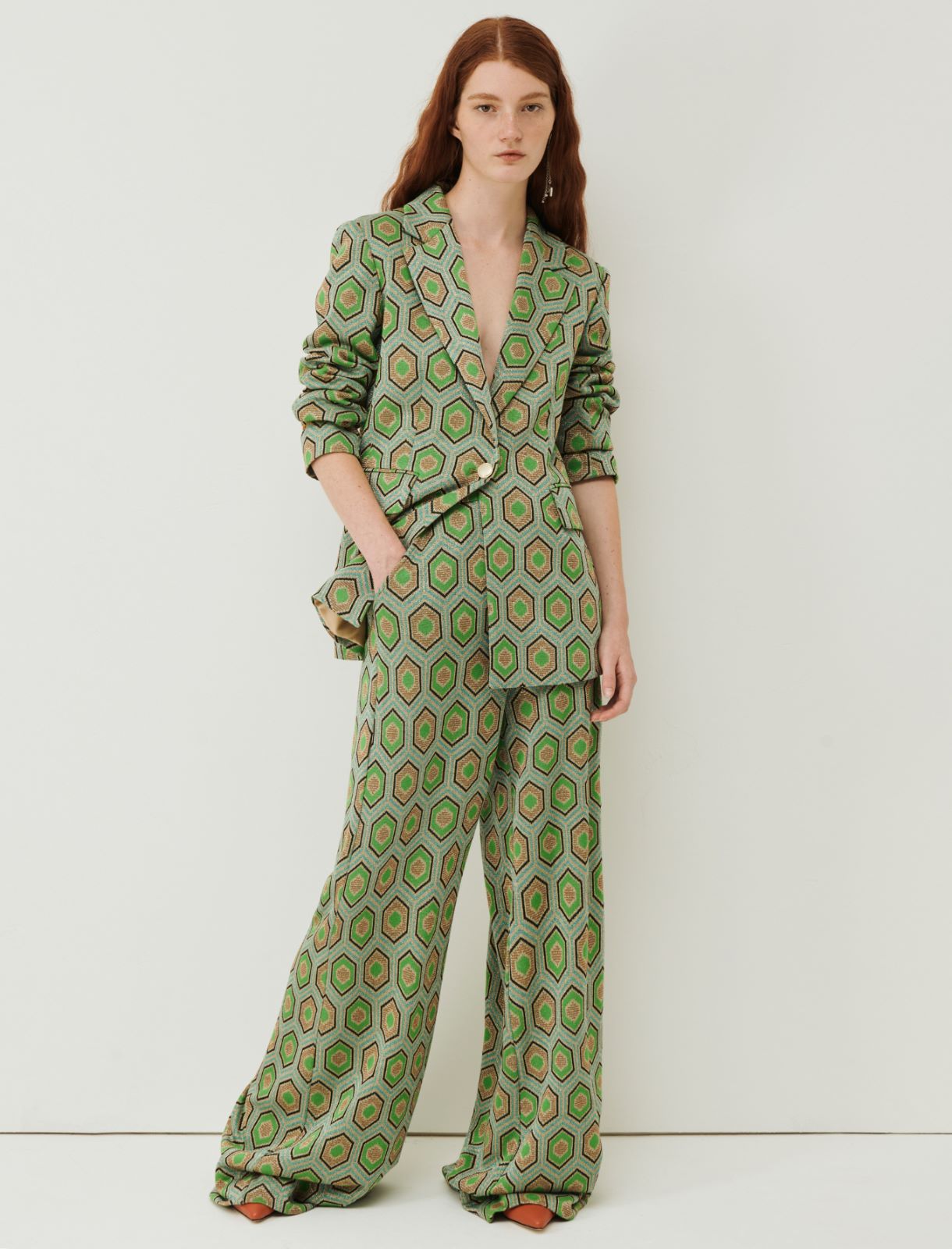 Jacquard trousers  - Green - Marella