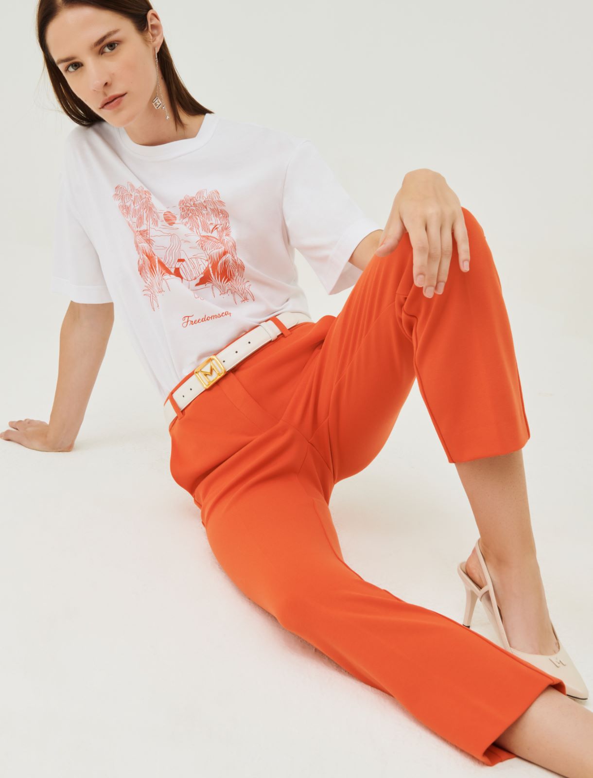 Jersey trousers - Orange - Marina Rinaldi - 3
