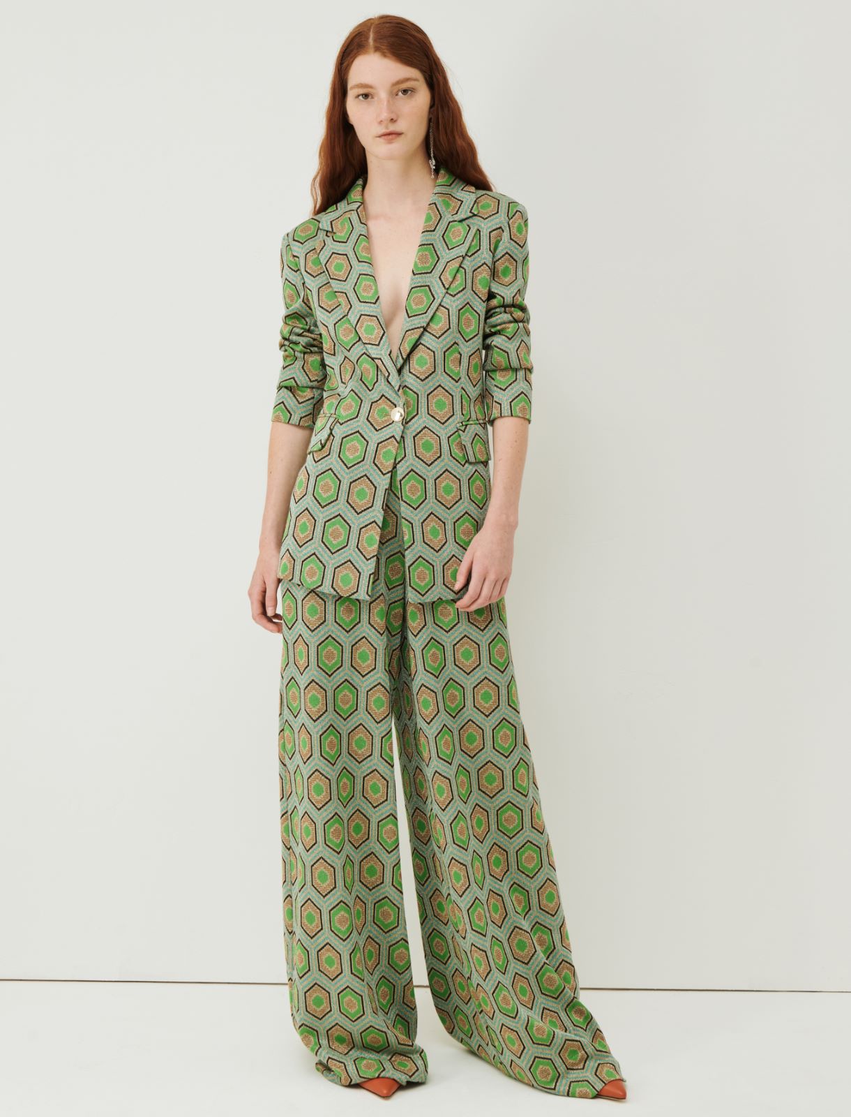 Jacquard blazer - Green - Marina Rinaldi