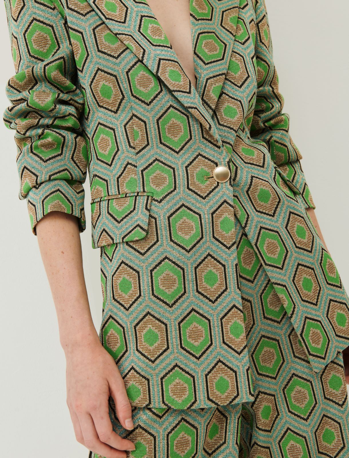 Jacquard blazer - Green - Marina Rinaldi - 4