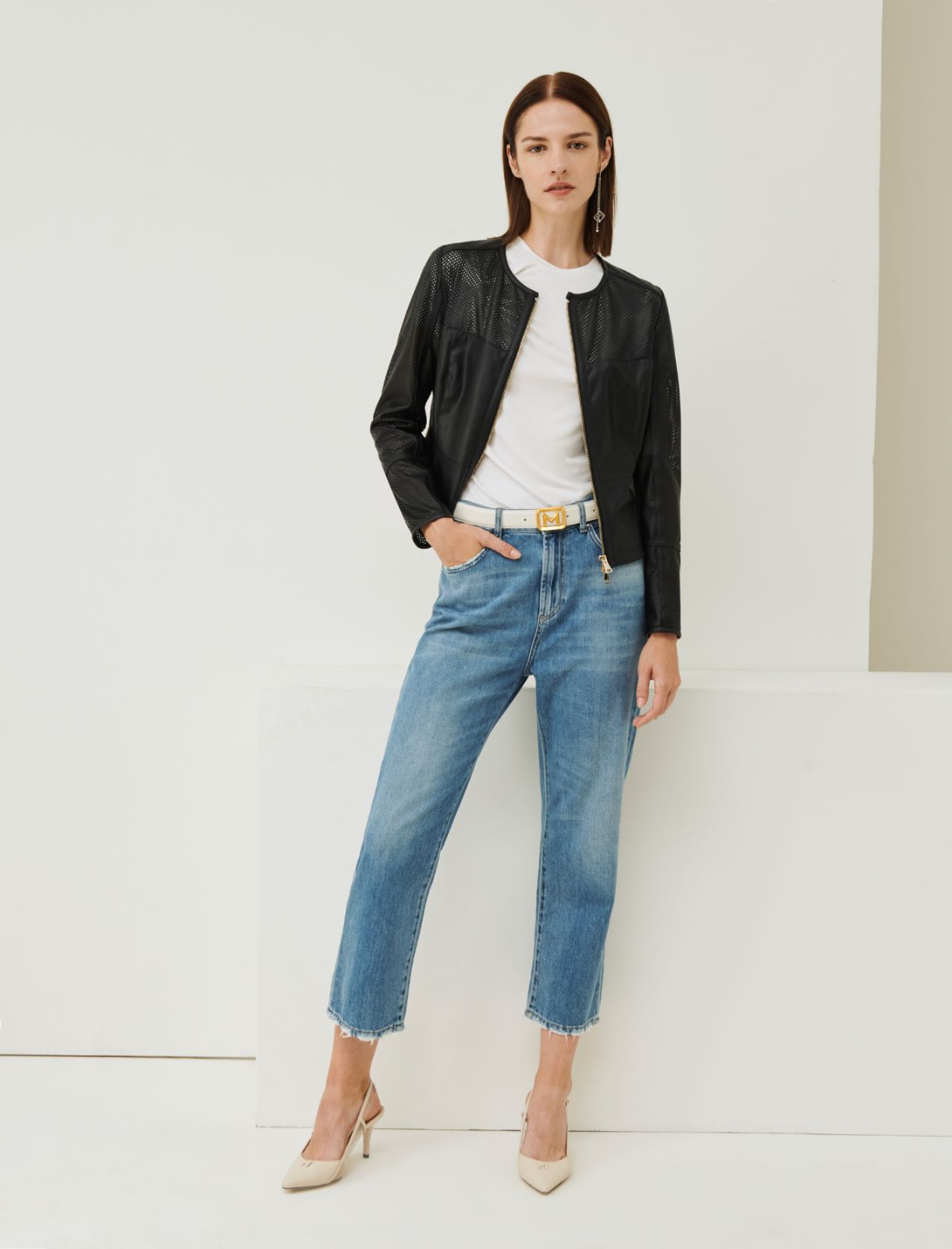 Semi-fitted jacket - Black - Marina Rinaldi