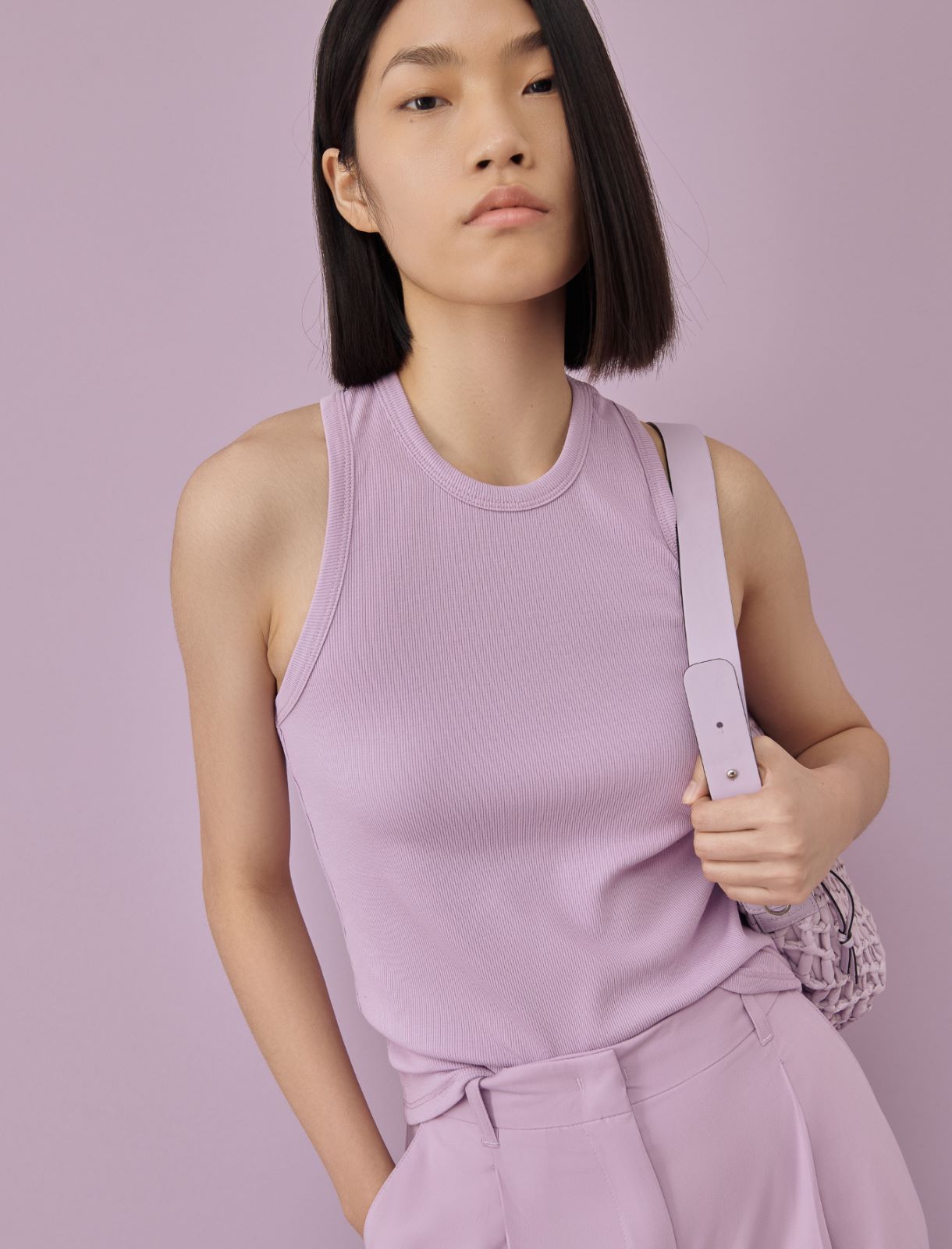 Slim-fit vest top - Lilac - Marina Rinaldi - 4