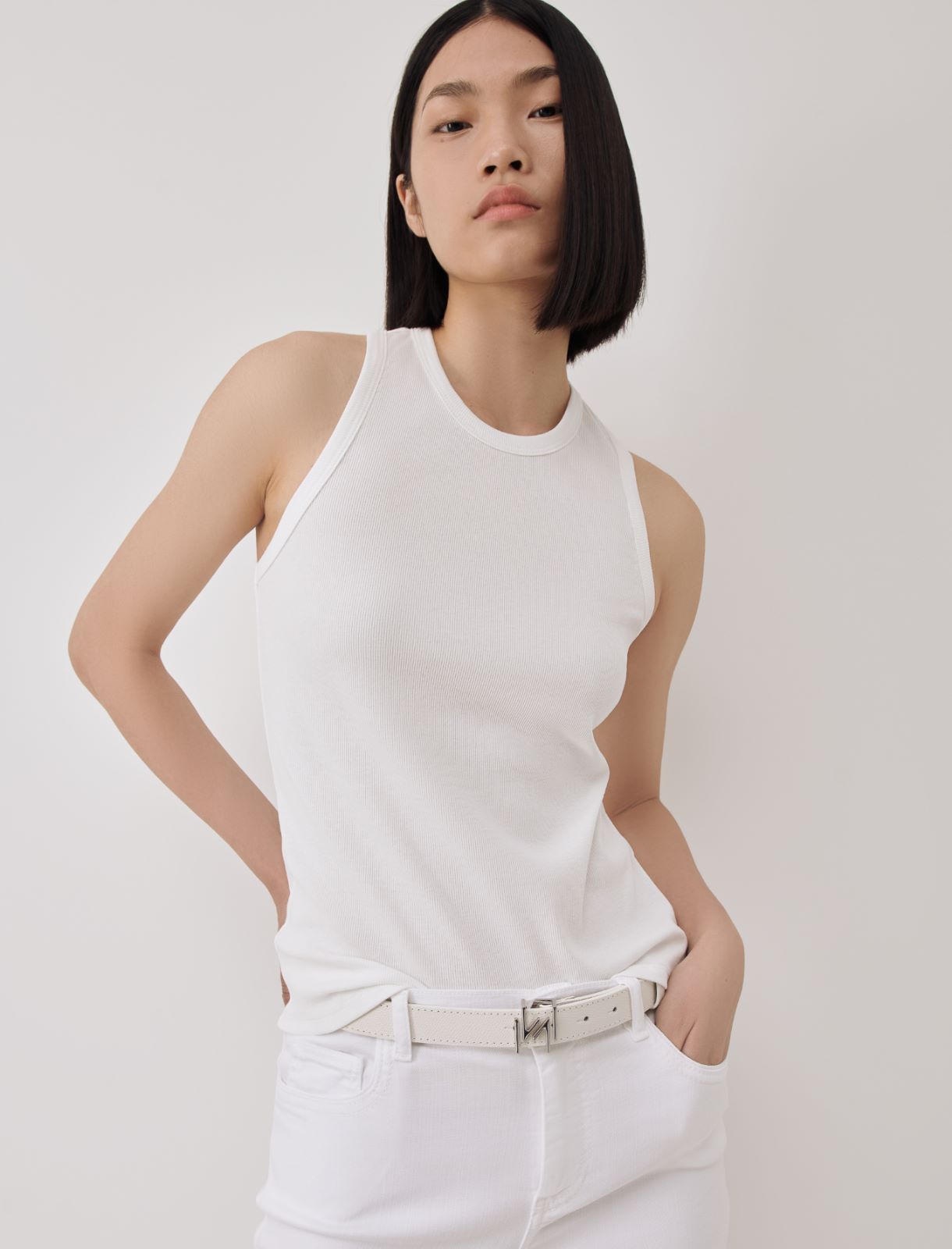 Slim-fit vest top - White - Marella - 3
