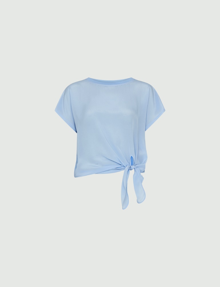 Knot-detail T-shirt - Light blue - Marina Rinaldi - 2