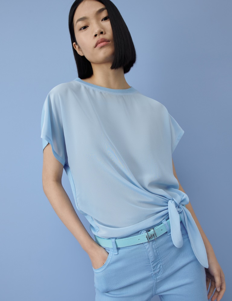 Knot-detail T-shirt - Light blue - Marina Rinaldi