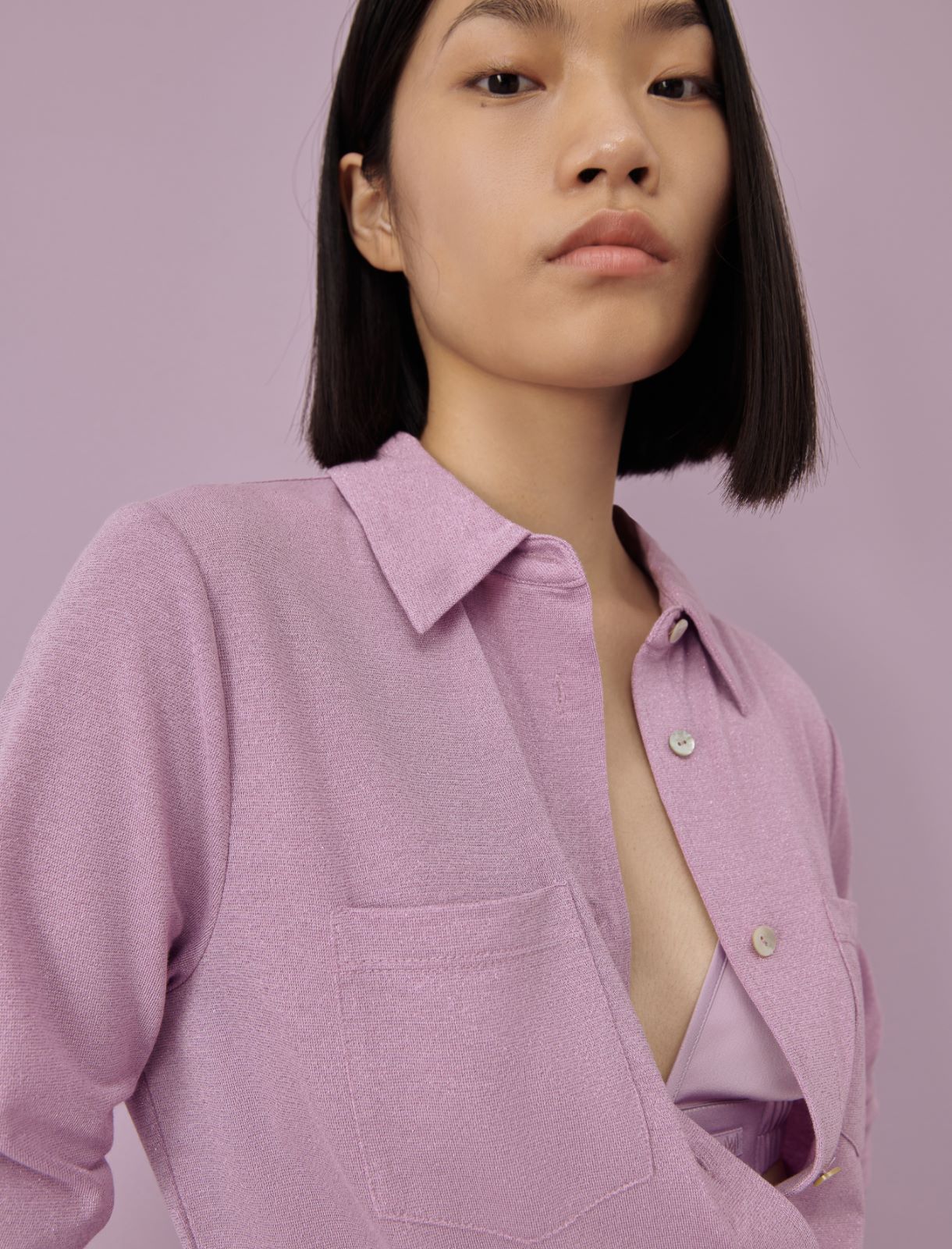 Semi-fitted shirt - Lilac - Marina Rinaldi - 4