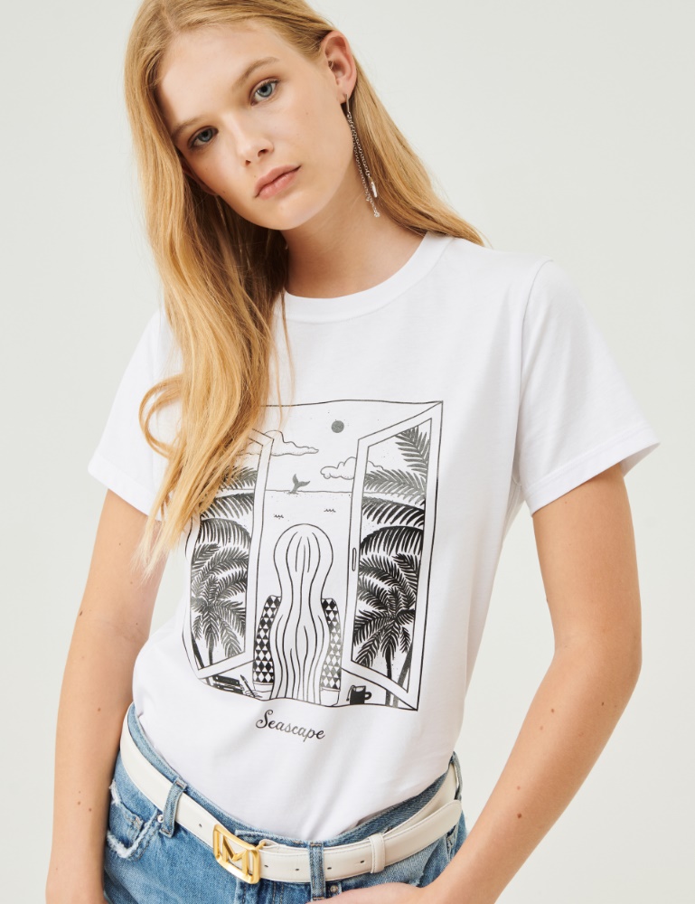 T-shirt con stampa - Bianco ottico - Marella