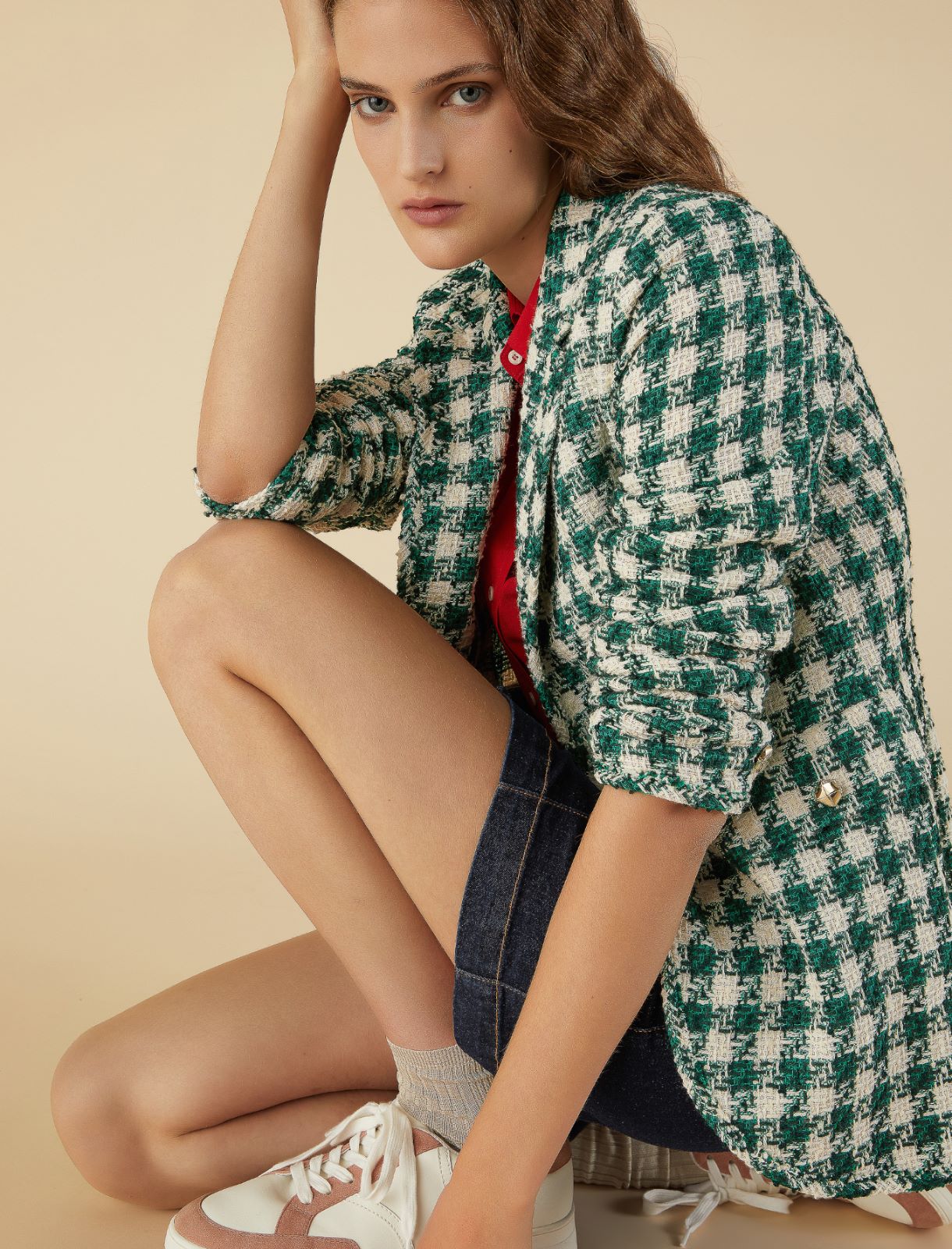 Tweed blazer - Green - Marina Rinaldi - 3